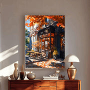 Autumn Coffee Shop Print, Moody Bookstore Art, Cozy Cafe Fall Printable Art