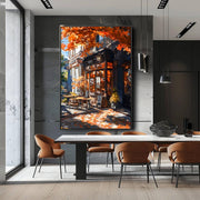 Autumn Coffee Shop Print, Moody Bookstore Art, Cozy Cafe Fall Printable Art