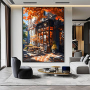 Autumn Coffee Shop Print, Moody Bookstore Art, Cozy Cafe Fall Printable Art