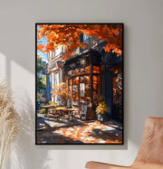 Autumn Coffee Shop Print, Moody Bookstore Art, Cozy Cafe Fall Printable Art