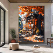 Autumn Coffee Shop Print, Moody Bookstore Art, Cozy Cafe Fall Printable Art