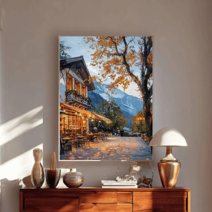 Autumn Coffee Shop Print, Moody Bookstore Art,