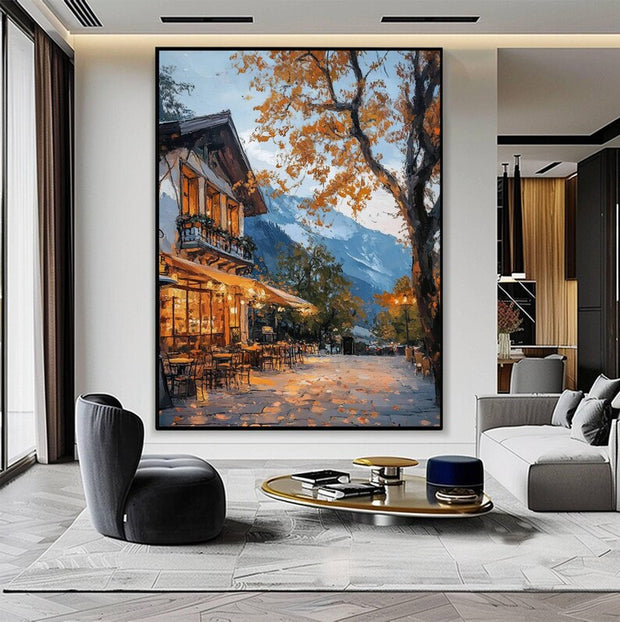 Autumn Coffee Shop Print, Moody Bookstore Art,