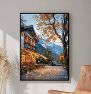Autumn Coffee Shop Print, Moody Bookstore Art,