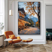 Autumn Coffee Shop Print, Moody Bookstore Art,