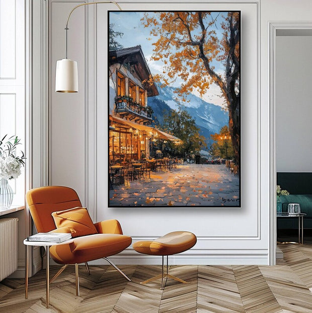 Autumn Coffee Shop Print, Moody Bookstore Art,