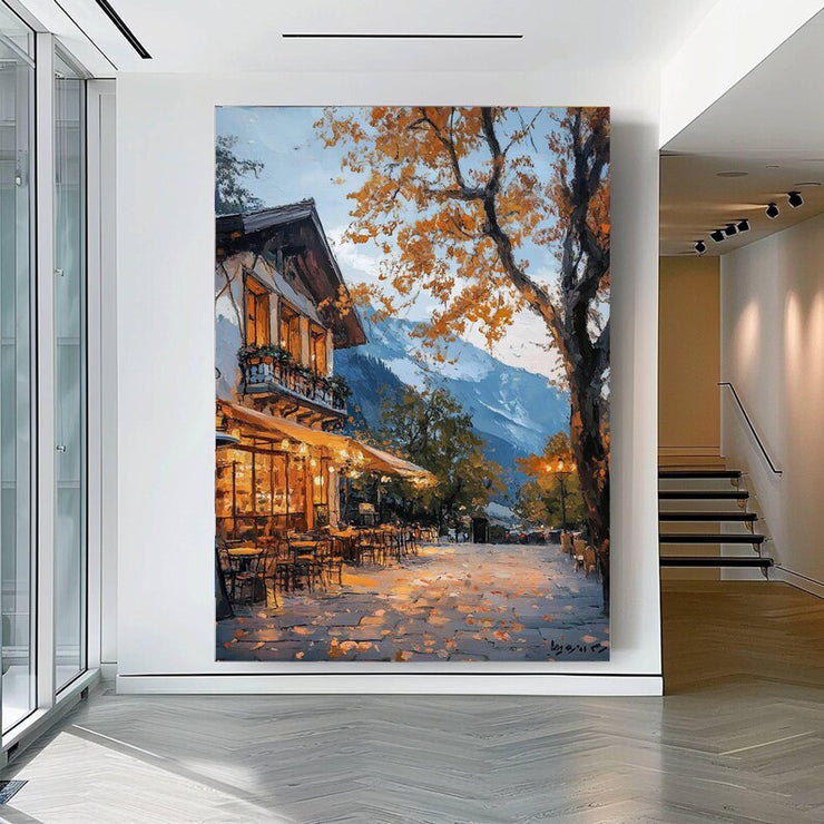 Autumn Coffee Shop Print, Moody Bookstore Art,