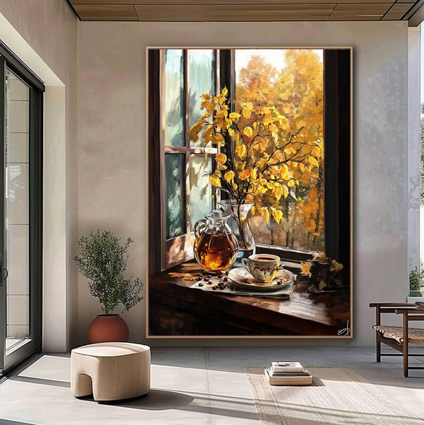 Fall Coffee Printable Wall Art, Cozy Autumn Coffee Print