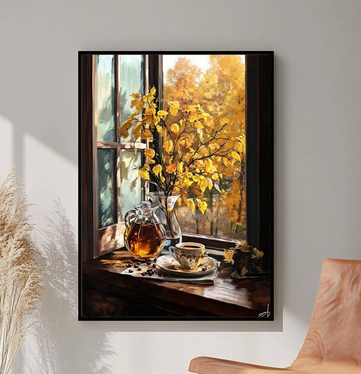 Fall Coffee Printable Wall Art, Cozy Autumn Coffee Print