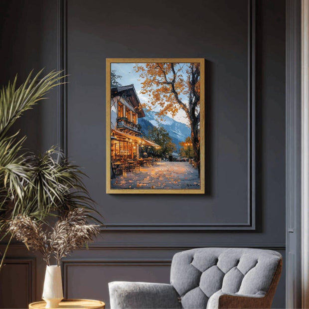 Autumn Coffee Shop Print, Moody Bookstore Art