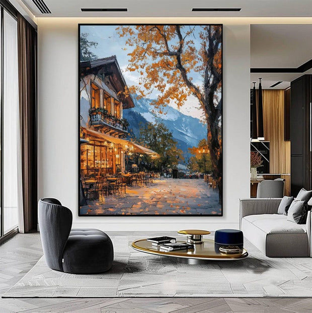 Autumn Coffee Shop Print, Moody Bookstore Art