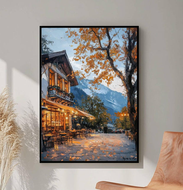 Autumn Coffee Shop Print, Moody Bookstore Art