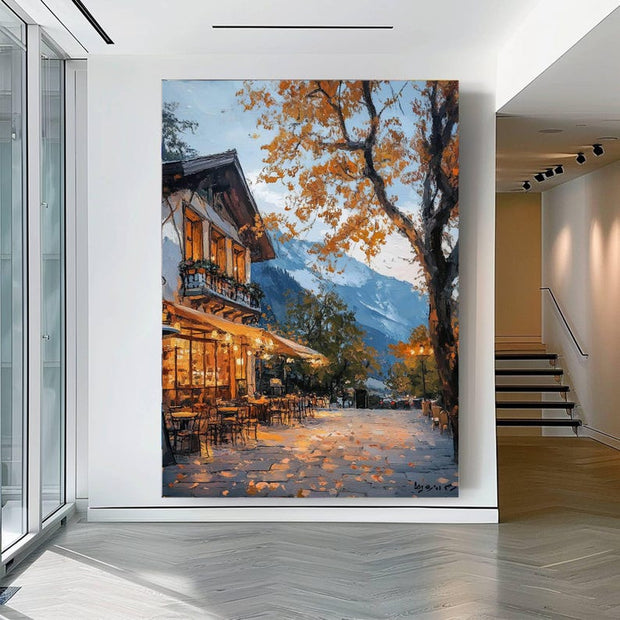 Autumn Coffee Shop Print, Moody Bookstore Art